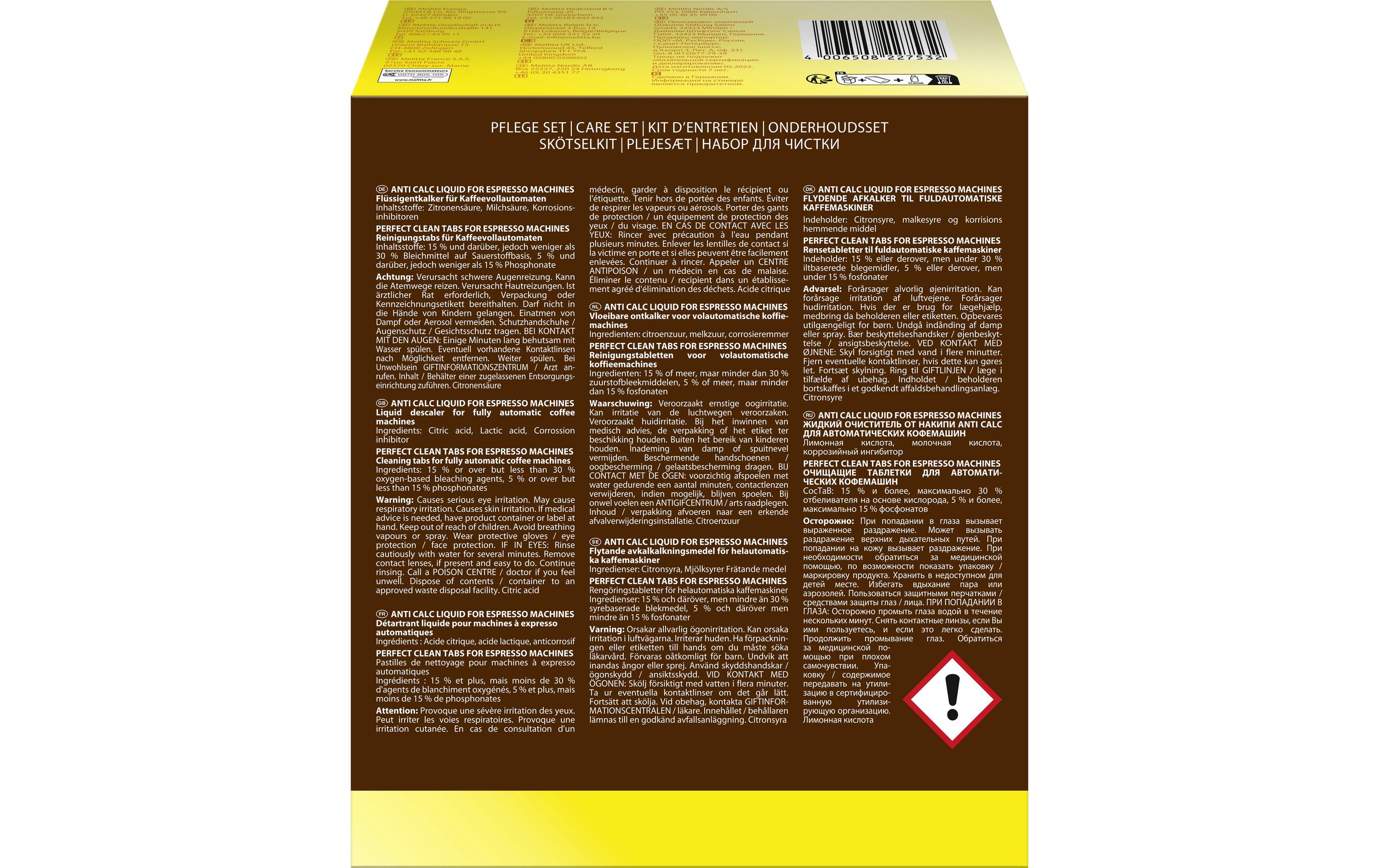 Pflege-Set Perfect Clean für KaffeemaschinenDas Rundum- Pflegeset für Ihren Kaffeevollautomaten