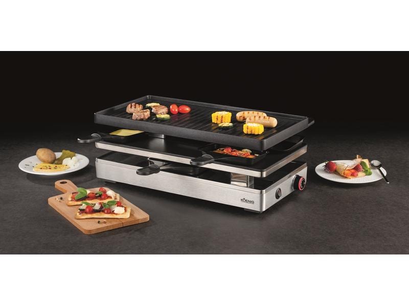 Koenig Racletteofen für 8 Personen Pizza/Raclette-Grill 4-in-1