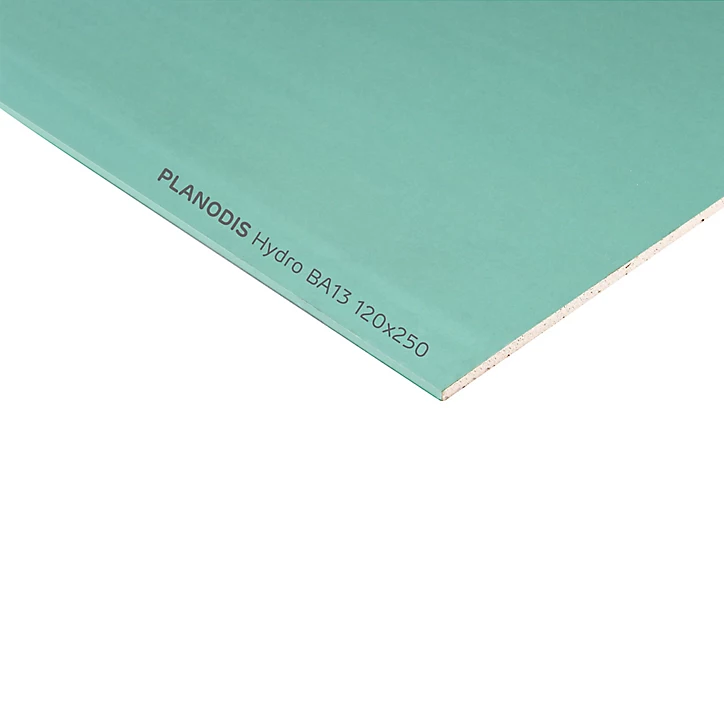 Plaque de plâtre hydrofuge BA13 NF Planodis 250 x 120 cm, ép.12,5 mm (vendue à la plaque)