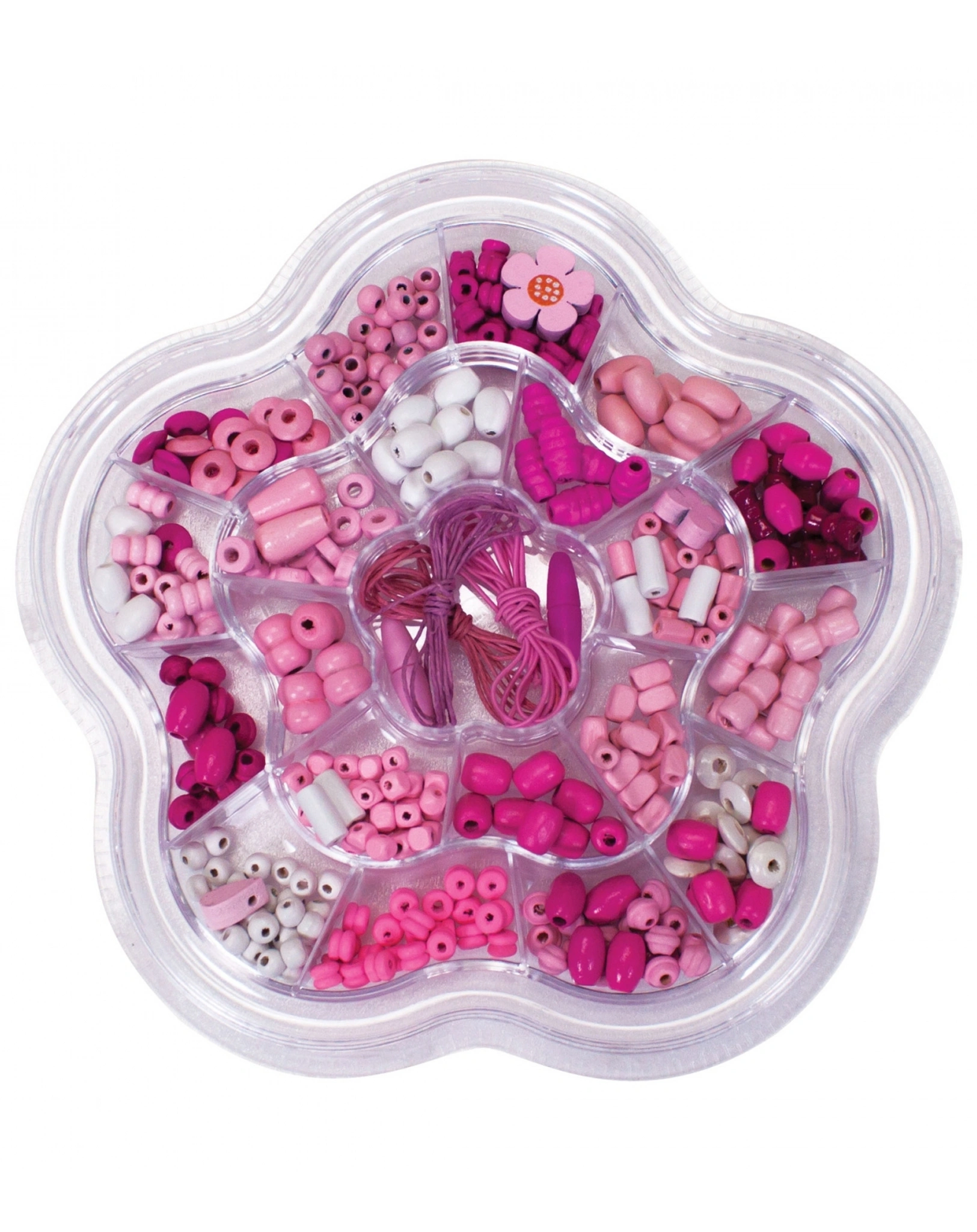 Holzperlen-Set BLUME 275-teilig in rosa/pink