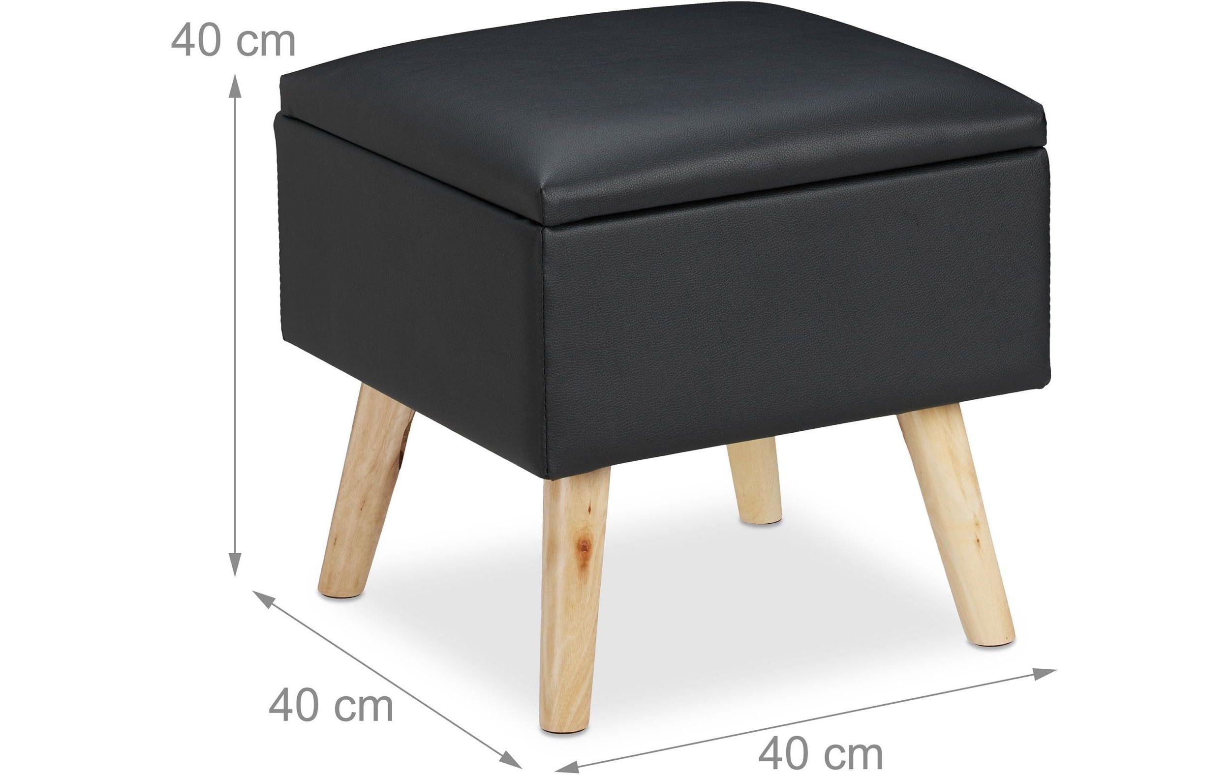 Hocker SchwarzSitzhocker mit Stauraum aus Kunstleder