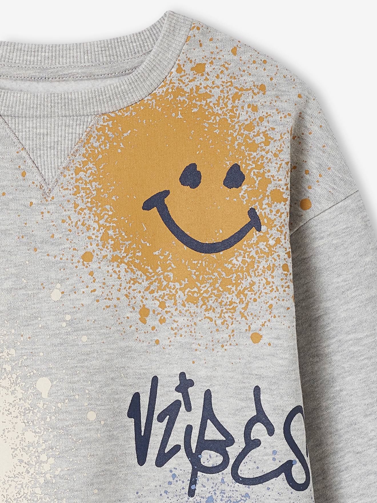 Moletom maxi com ilustração para meninos, cinza mesclado