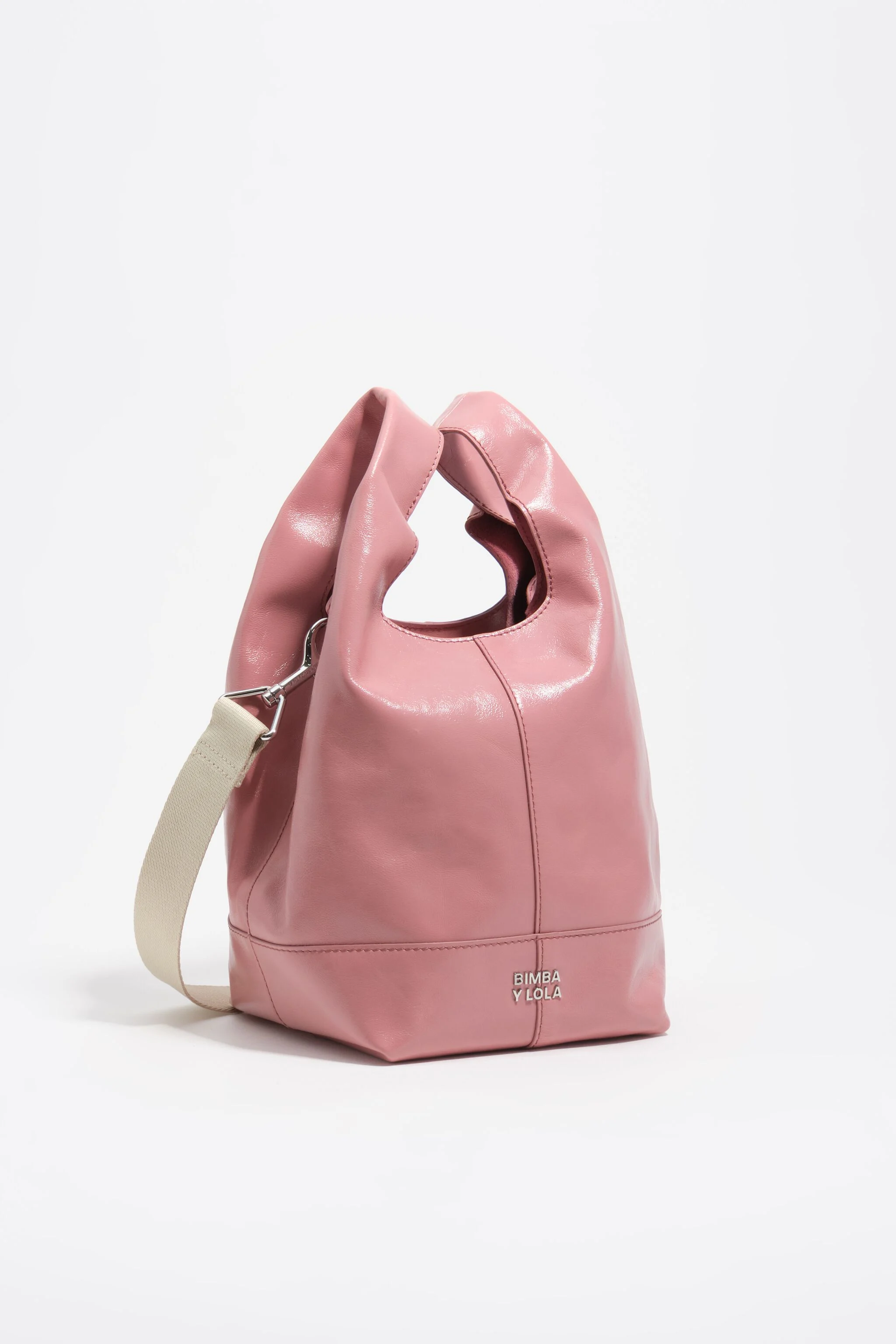 Saco de papel de couro rosa médio