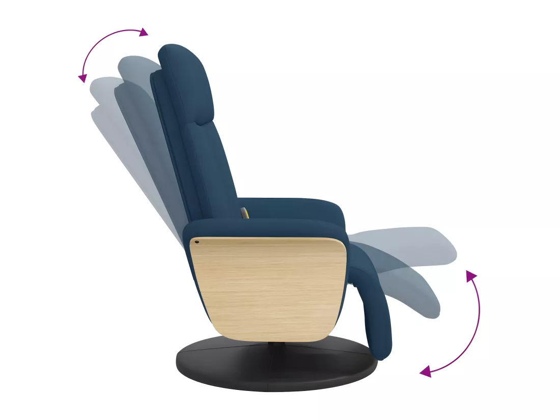 Fauteuil inclinable de massage avec repose-pieds bleu tissu