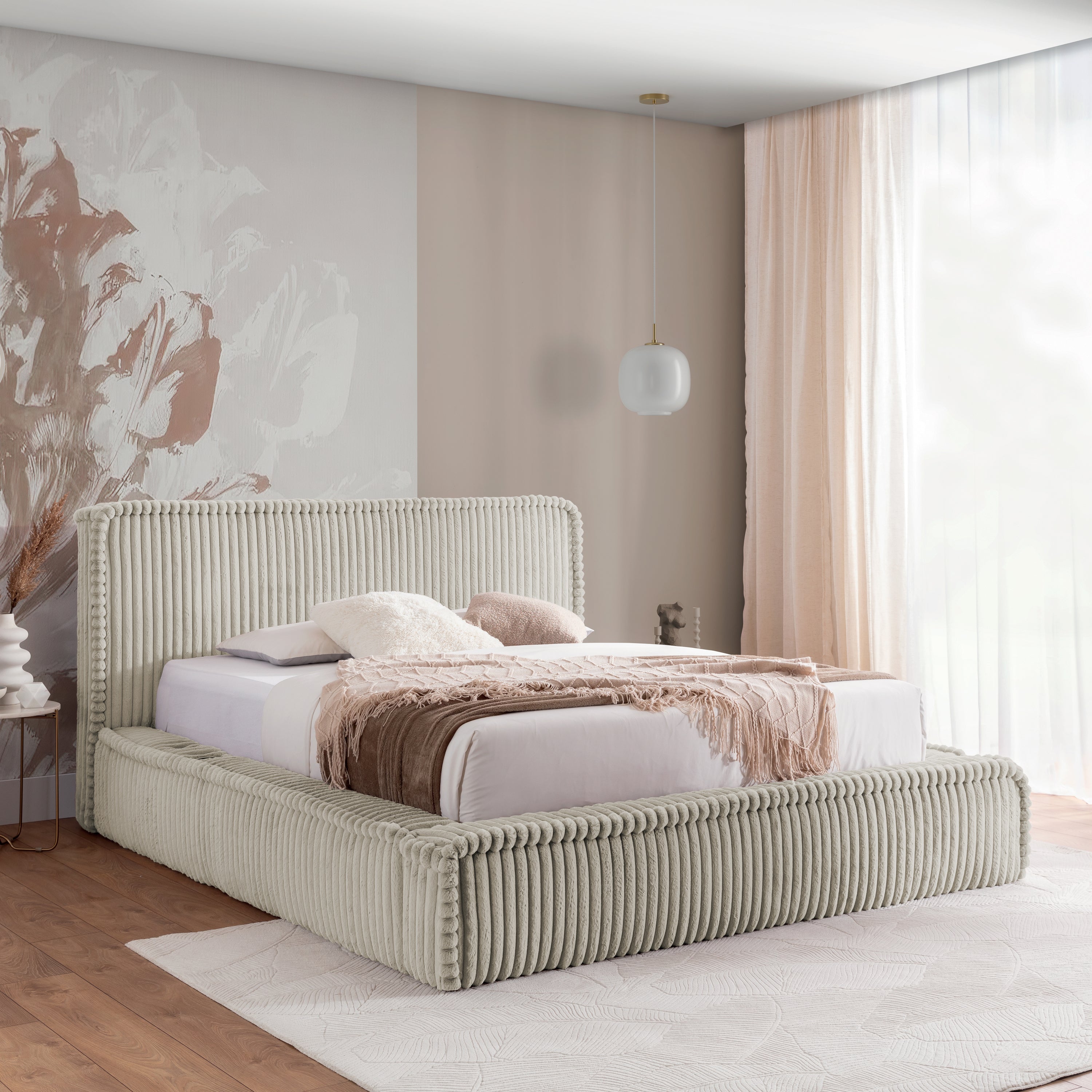 by fonQ Ruffle Bedframe - 160 x 200 cm - Beige