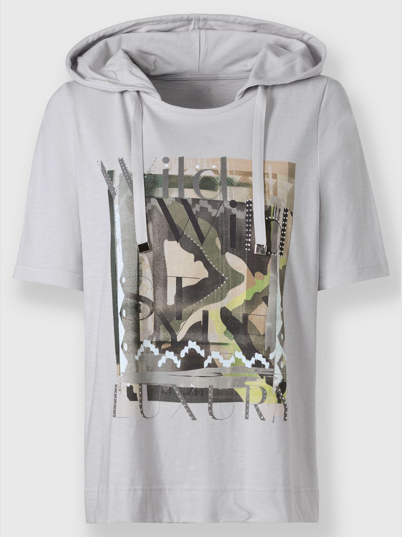T-shirt à capuche motif imprimé devant