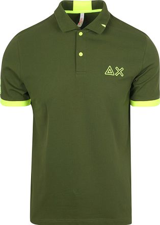 Sun68 Poloshirt Logo Fluo Army Groen A35122-37 kopen