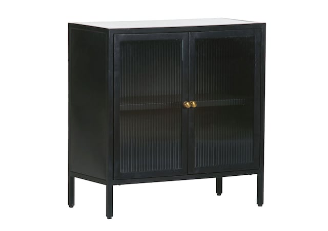 Kommode 70 x 72 cm Platte Marmor weiß/Türfront Strukturglas