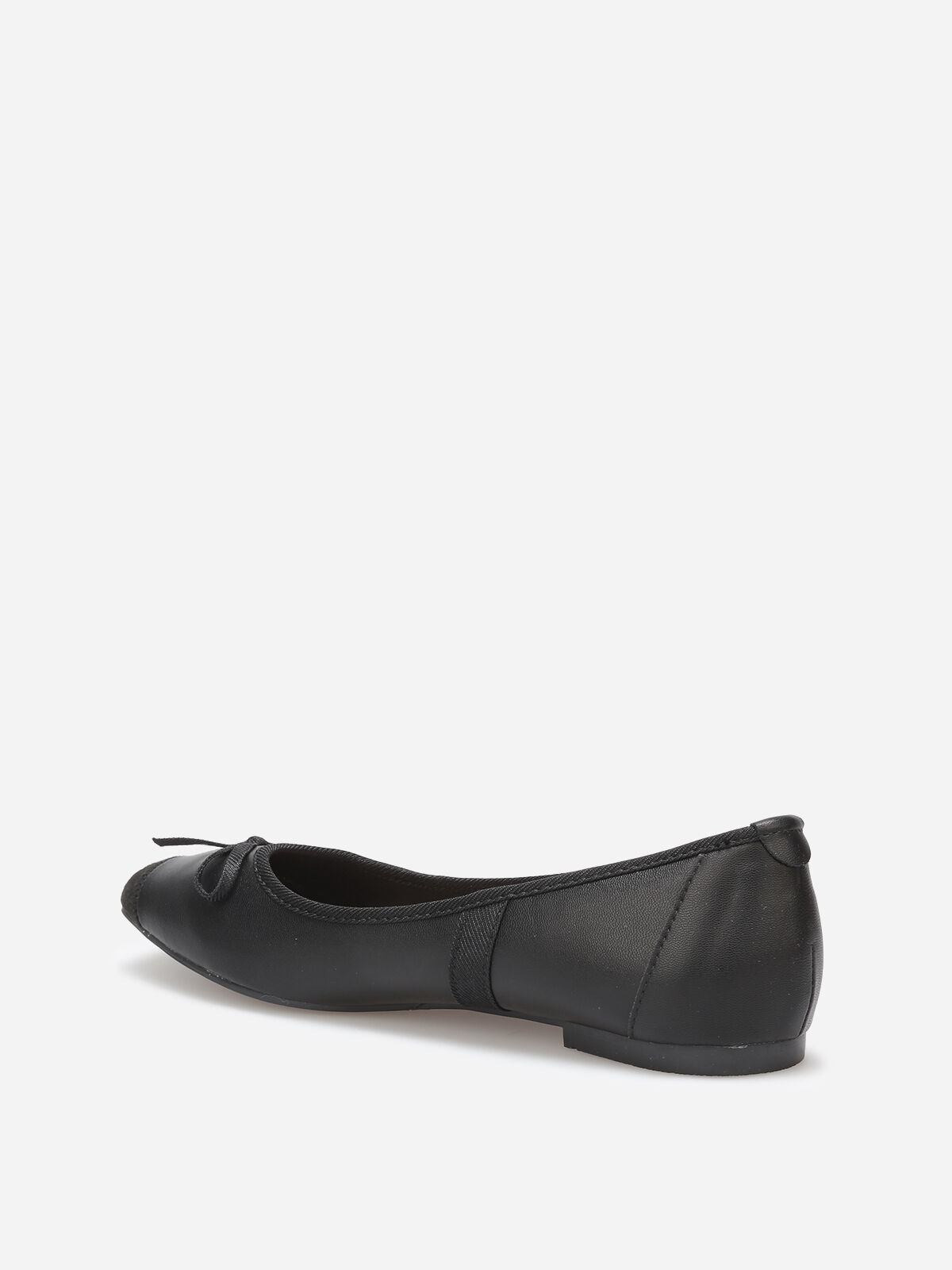 Ballerines multimatières à bout carré et nœud- Noir