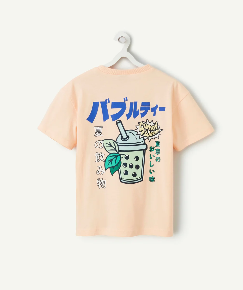 t-shirt manches courtes garçon en coton bio orange thème tokyo