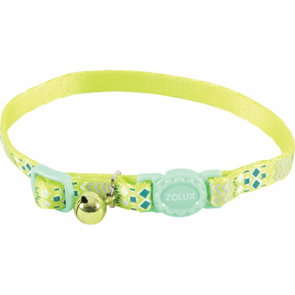 Collier ethnic nylon réglable de 17 à 30 cm vert pour chat
