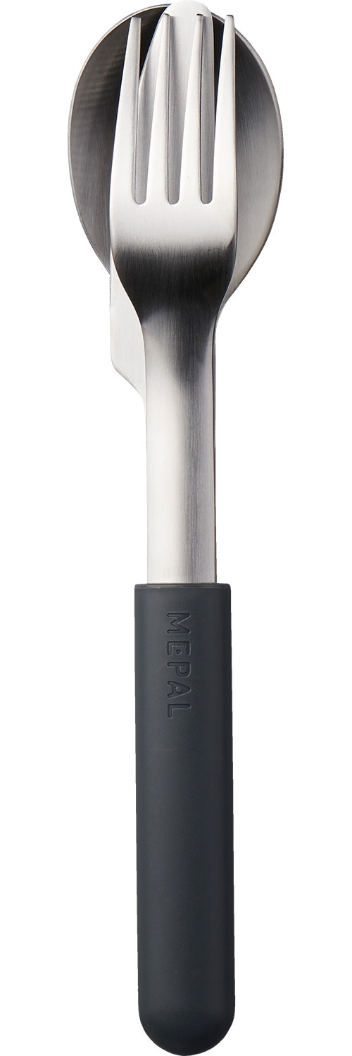 Mepal Bloom Edelstahl Besteck Set inkl. Kunststoffhülle 3-tlg. Pebble Black