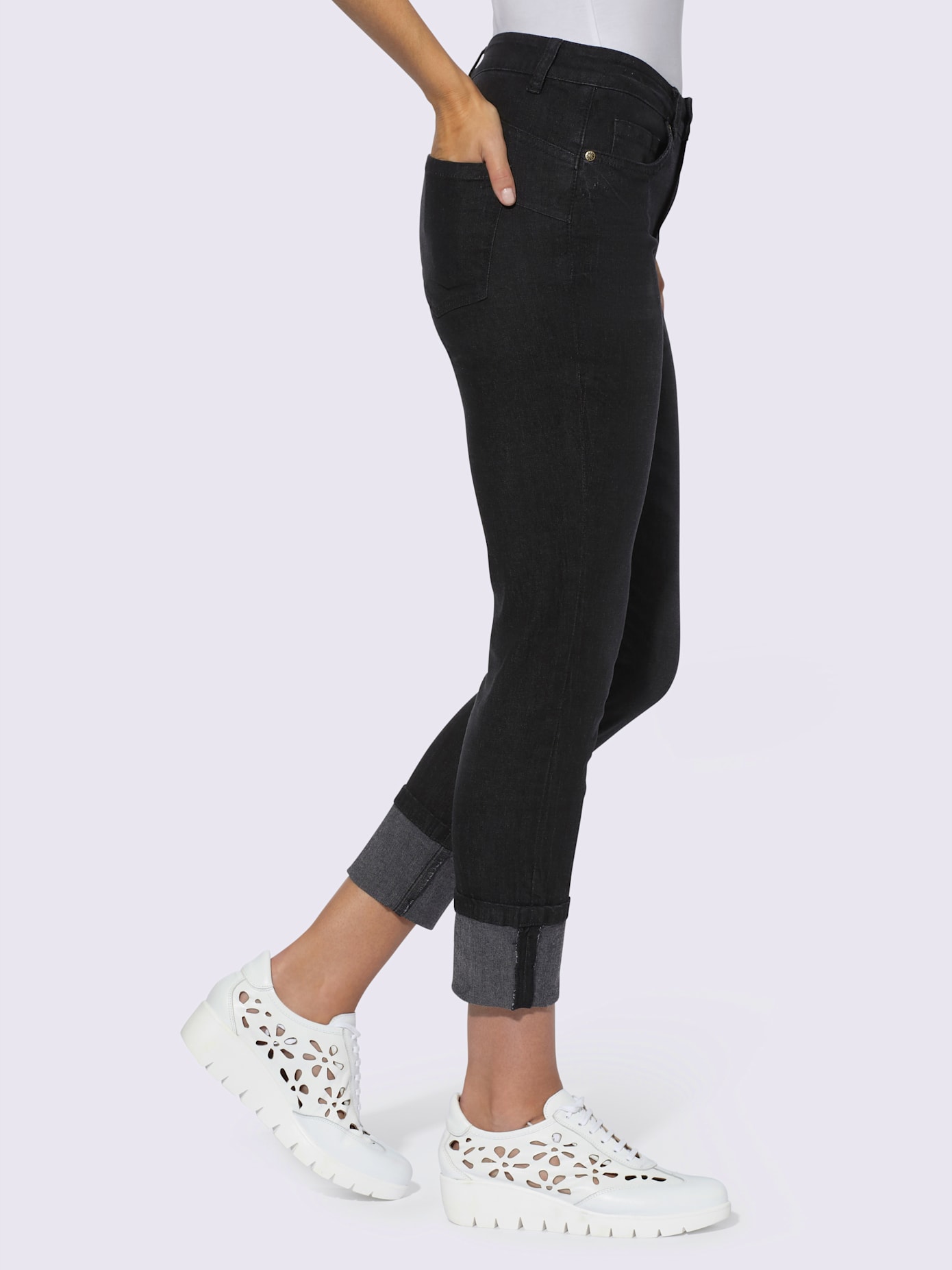 Jeans effet ventre plat longueur 7/8
