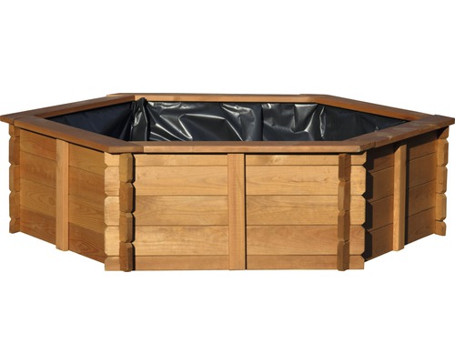 Verhoogde vijver, minivijver dobar Hexagon 330 l 149 x 128,5 x 40 cm bruin