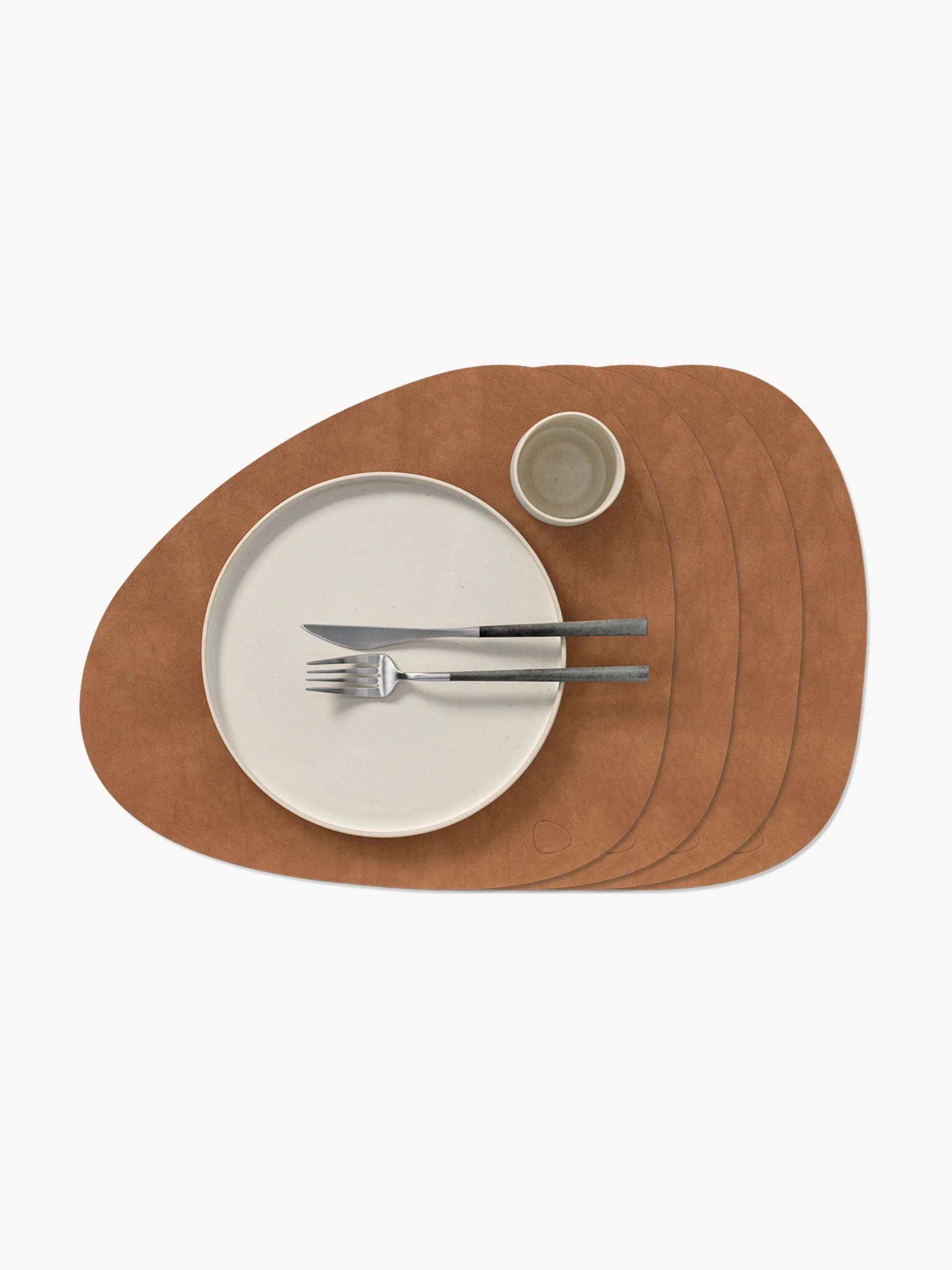 Asymmetrische leren placemats Curve, 4 stuks