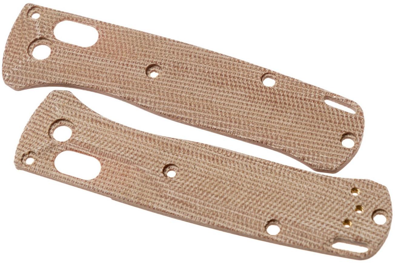 Flytanium Benchmade Mini-Bugout Scales Crossfade, natural canvas micarta