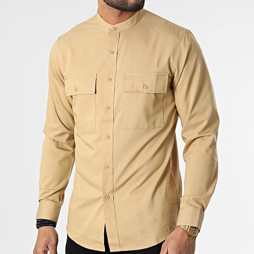 Chemise Manches Longues Col Mao J530 Beige Foncé