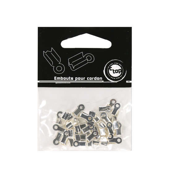 Sachet 50 embouts pour lacet argentés, 8 mm