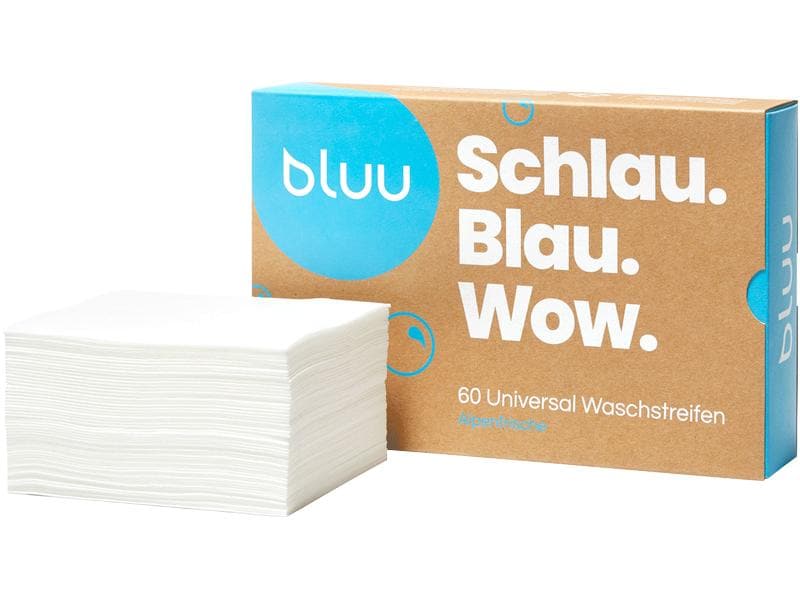 bluu Universal Waschmittelstreifen Alpenfrische 60 Stück Umweltfreundliche und praktische Waschmittelportionen