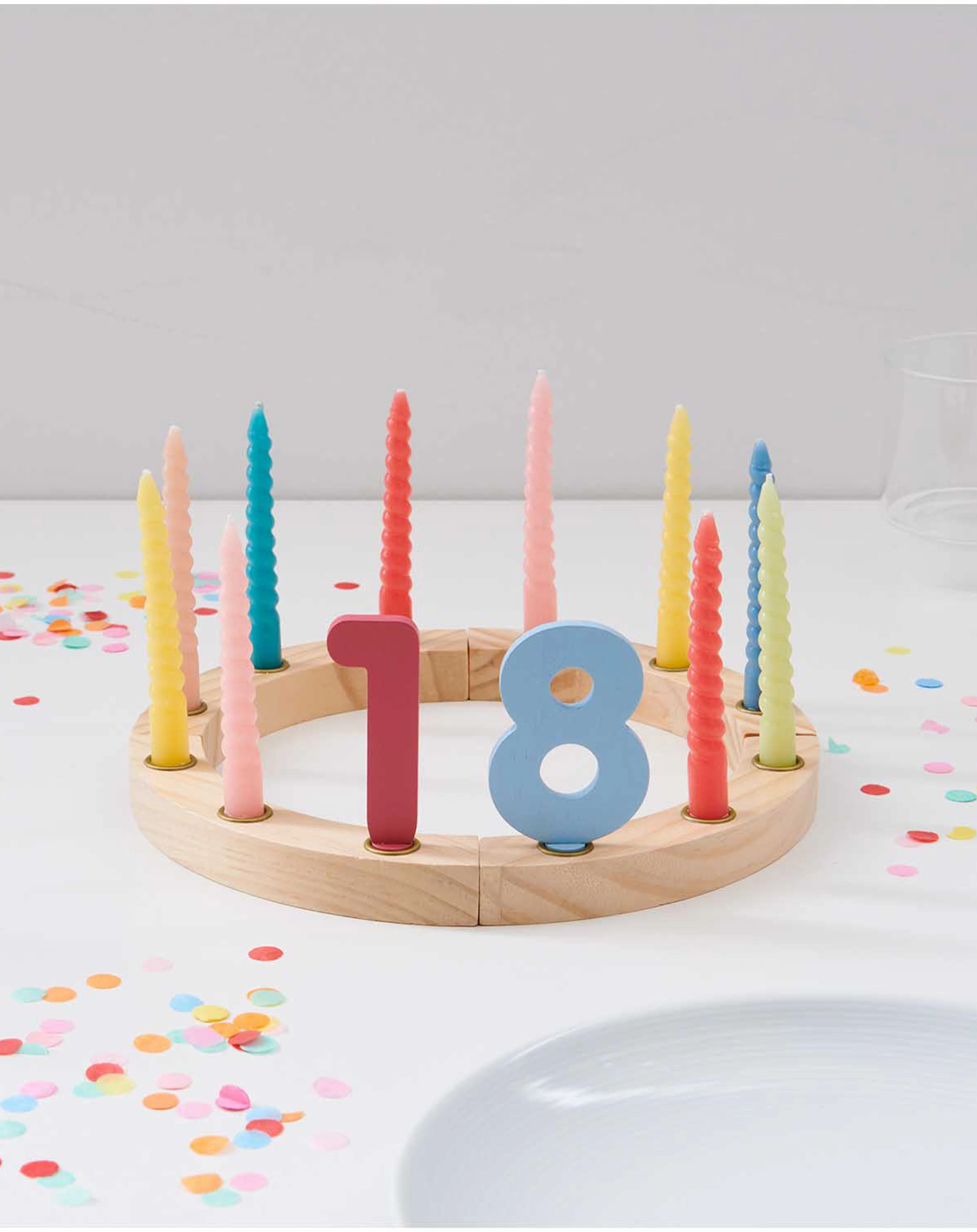 Holz-Kerzenring HAPPY BIRTHDAY mit Zahlen