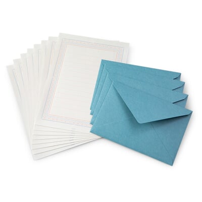 Briefpapier Letterpress, blau-orange