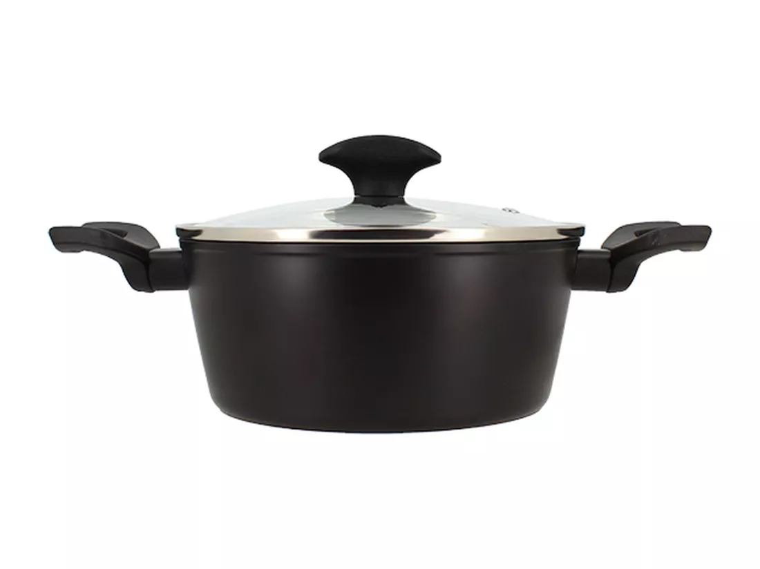 Menastyl - Faitout First 20cm En Aluminium Noir Induction Avec Couvercle