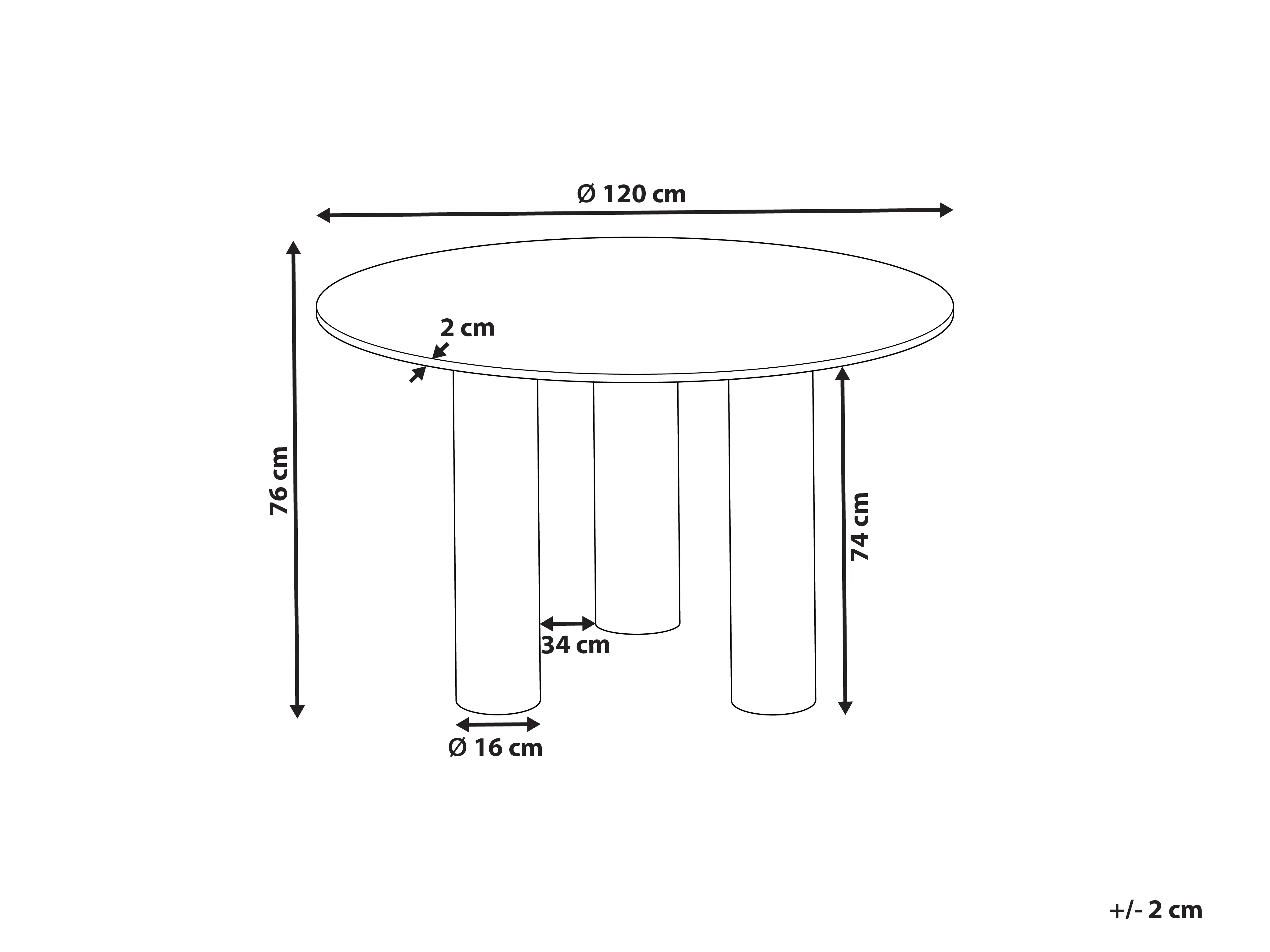 Eettafel ORIN Licht essenhout 120 cm 120 cm