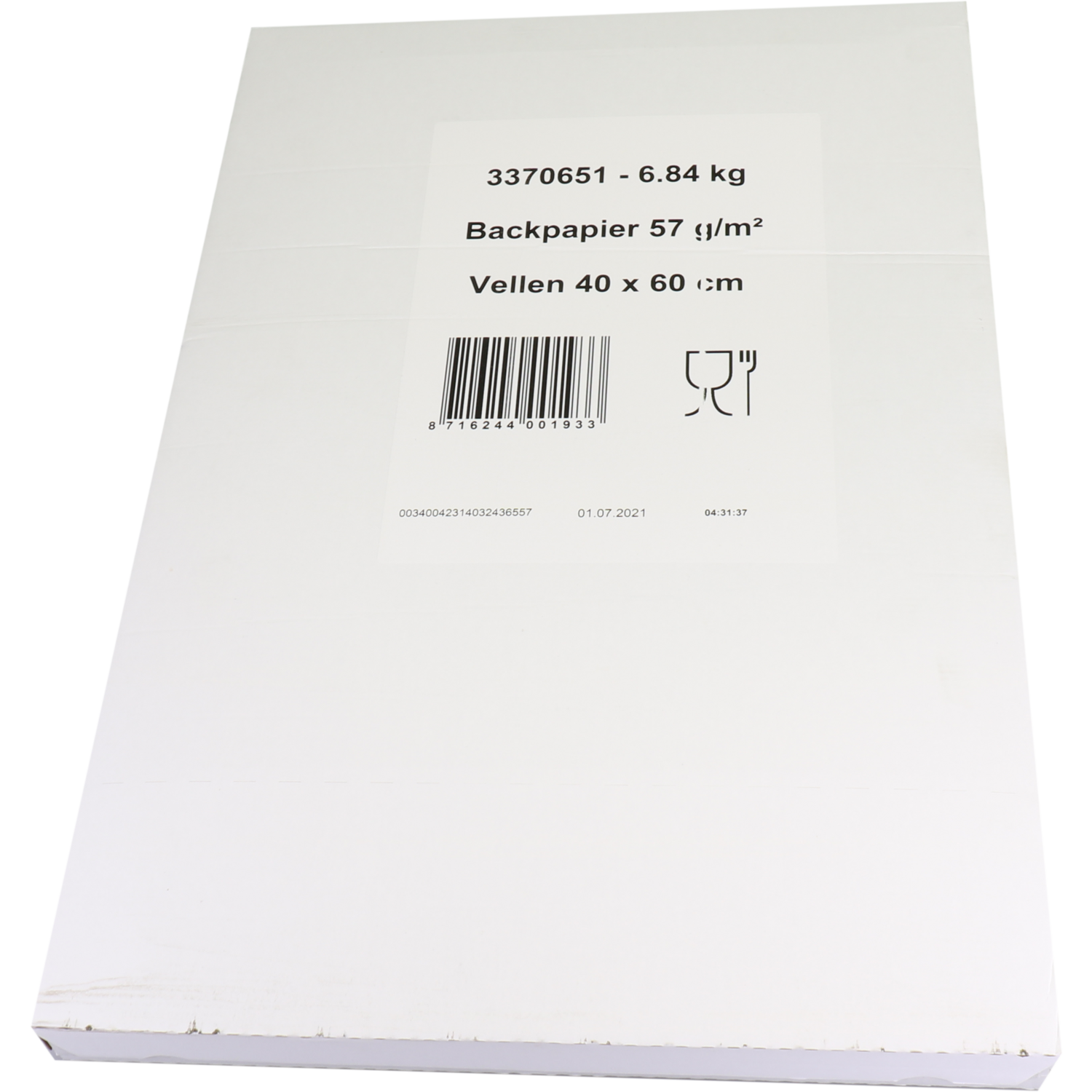 Papier, Bakplaatpapier, 60x40cm, 57gr/m²,
