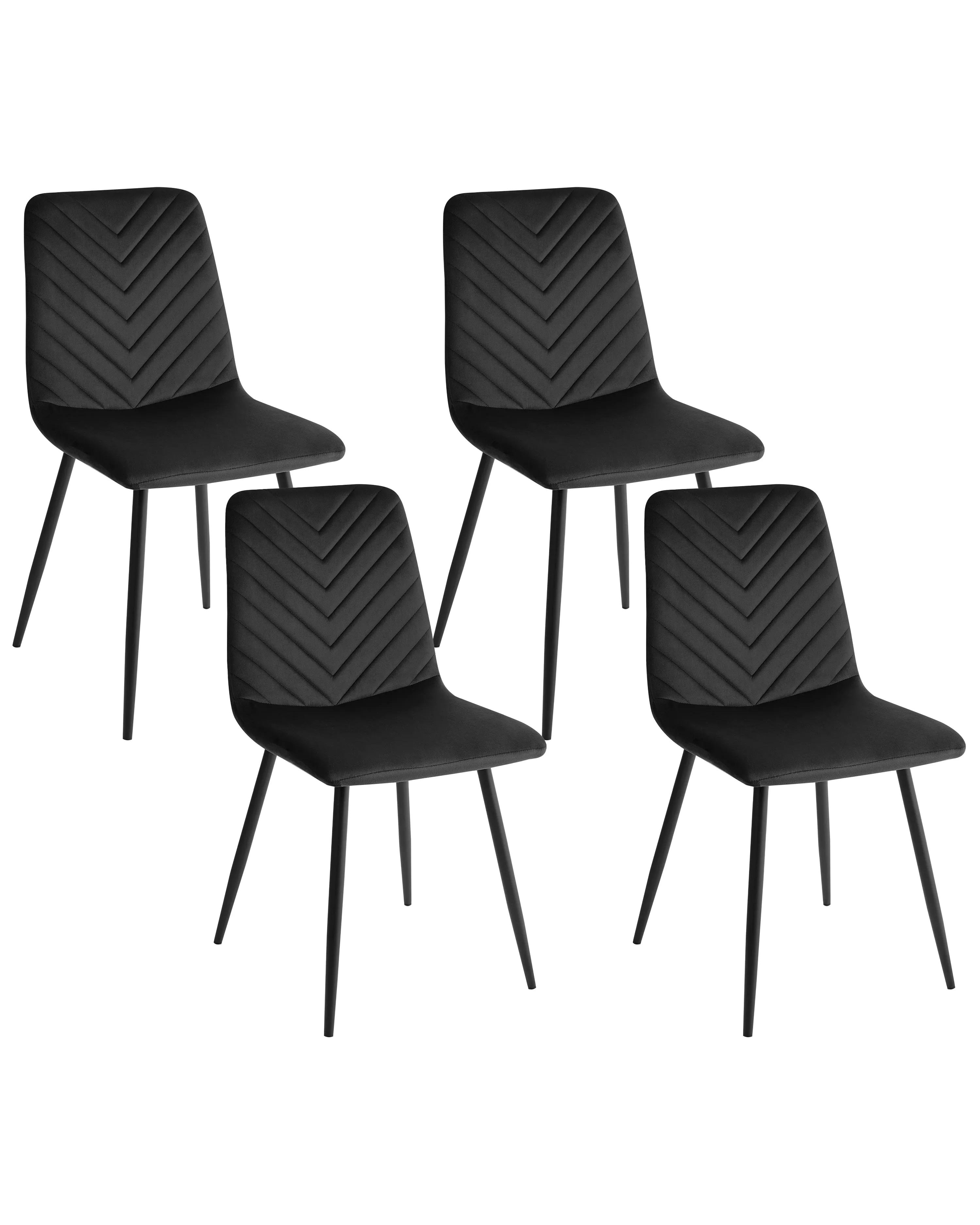 Set van 4 eetkamerstoelen HAVRE Fluweel Zwart