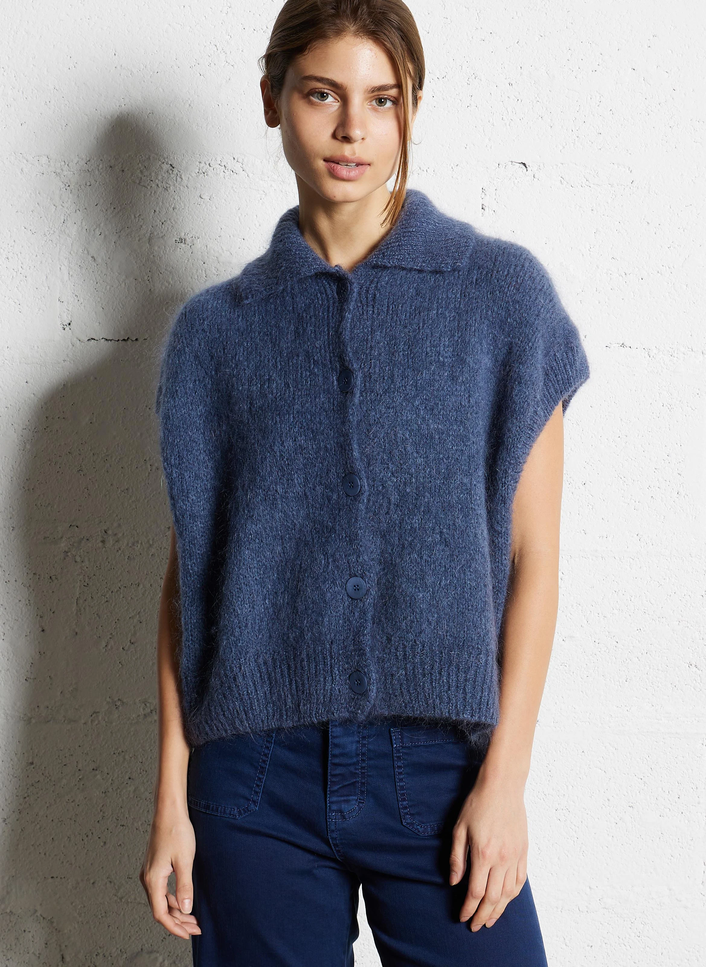 Gilet col classique ample | Bleu