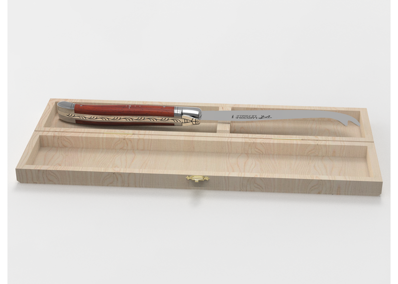 Couteau à fromage Laguiole avec un manche en bois de corail et mitres en acier inoxydable