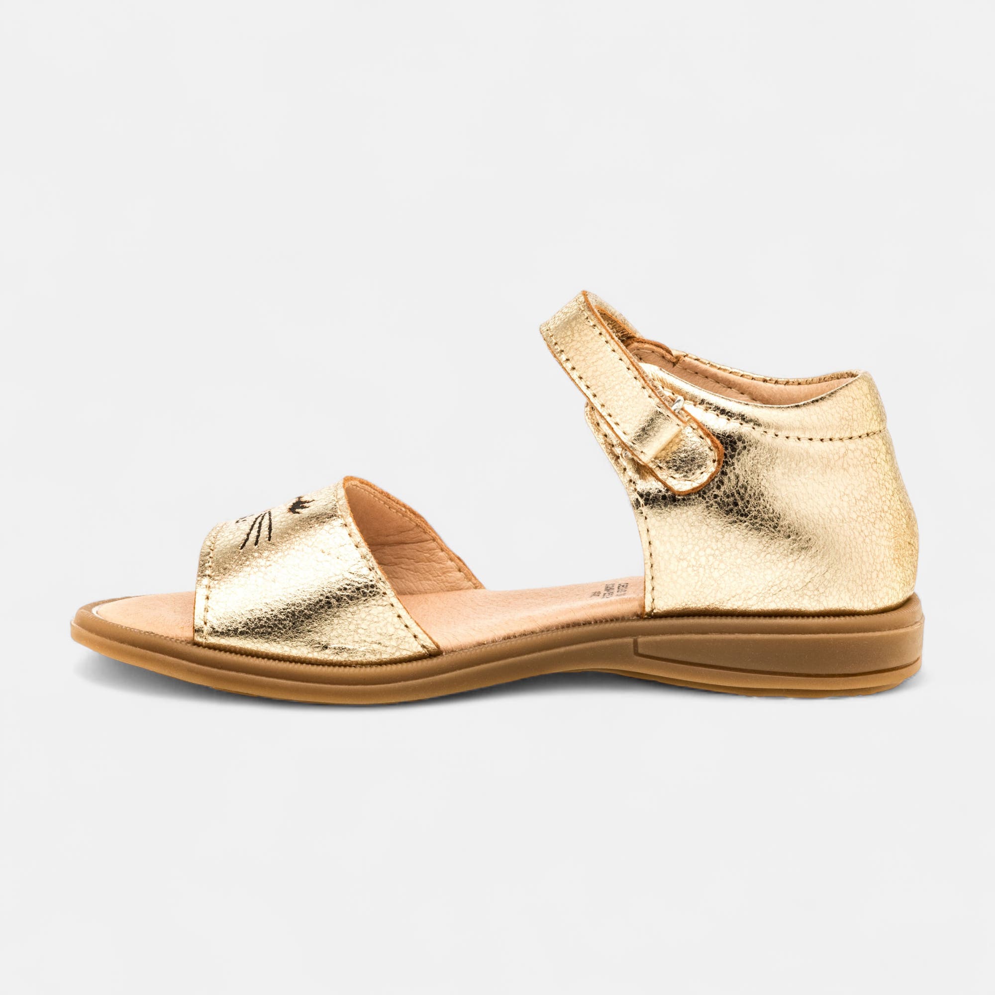 Nu-pieds Fille en cuir or