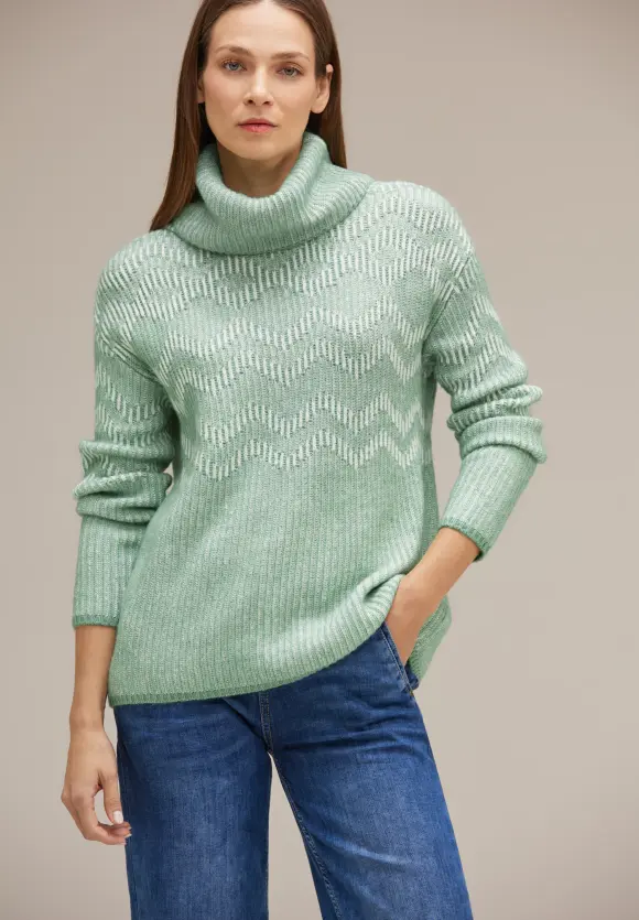 Rollkragenpullover - gentle green melange