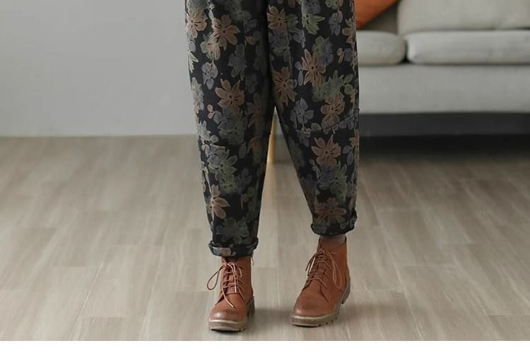 ZIMO - T-shirt met lange mouwen en gebloemde hals en print