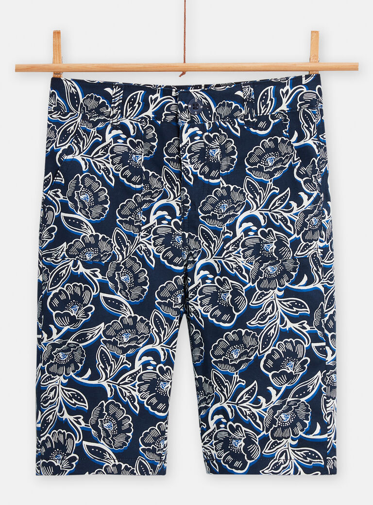 Bermuda bleu marine imprimé fleuri pour garçon