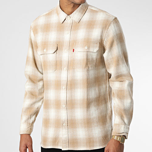 Chemise Manches Longues A Carreaux 19573 Beige