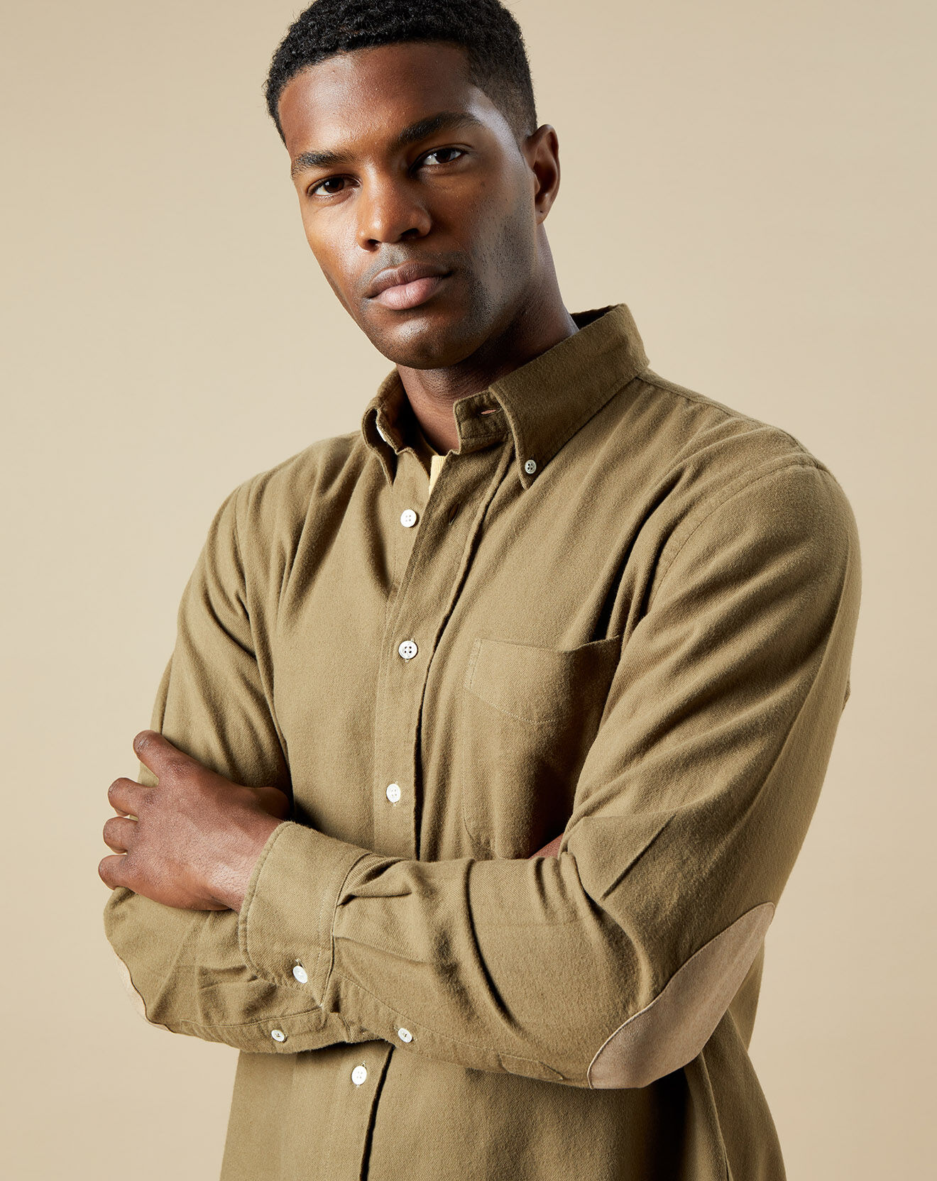 Hartford Chemise en Flanelle regular Pitt Elbow olive