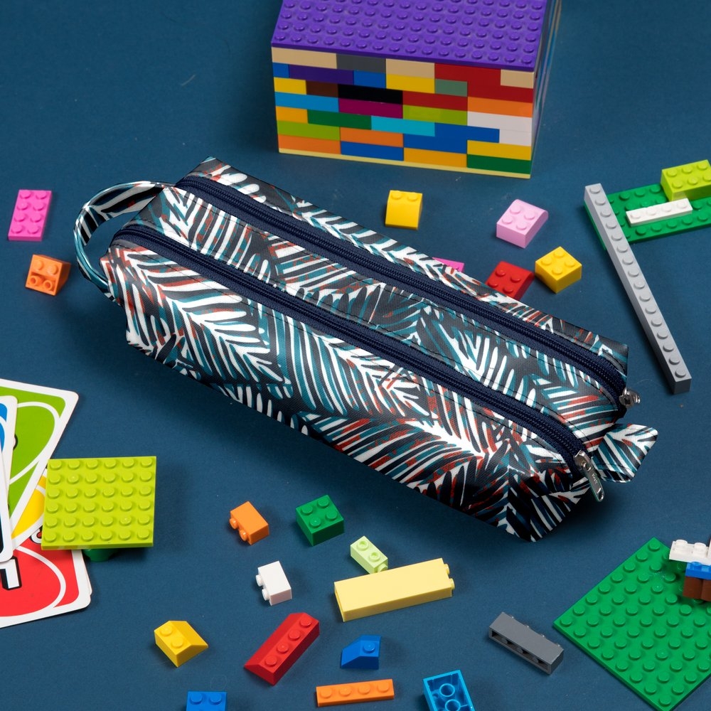 Trousse Double Compartiment Feuillage Marine