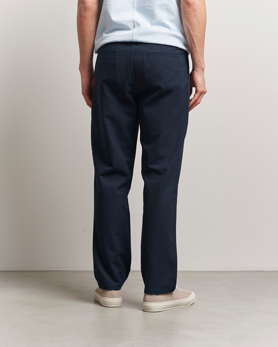 Samsøe Samsøe Bertil Cotton/Linen Drawstring Trousers Salute Navy