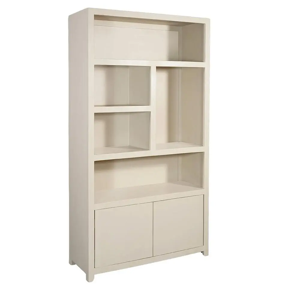 Mangohoutonline - Wandkast Phoenix 120cm Crème 5 Open Vakken, 2 Deuren