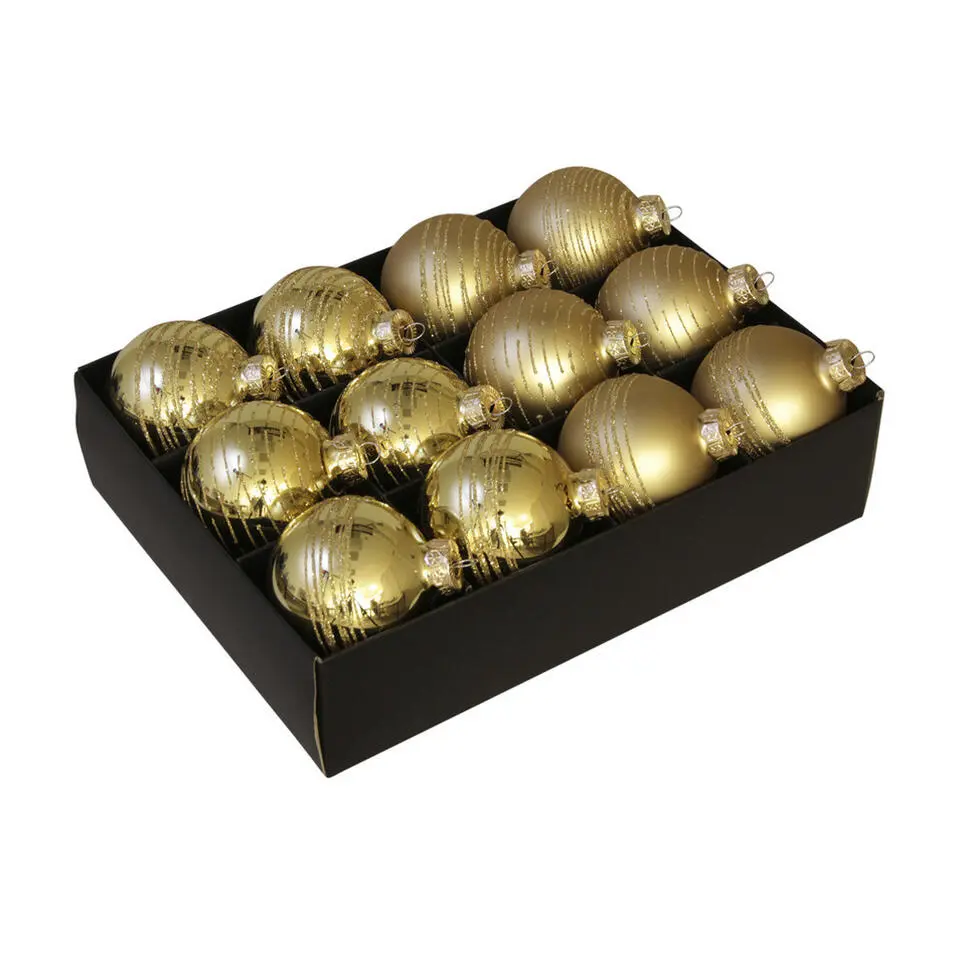 Othmar Decorations Luxe kerstballen - 12x - goud - 7,5 cm - glas