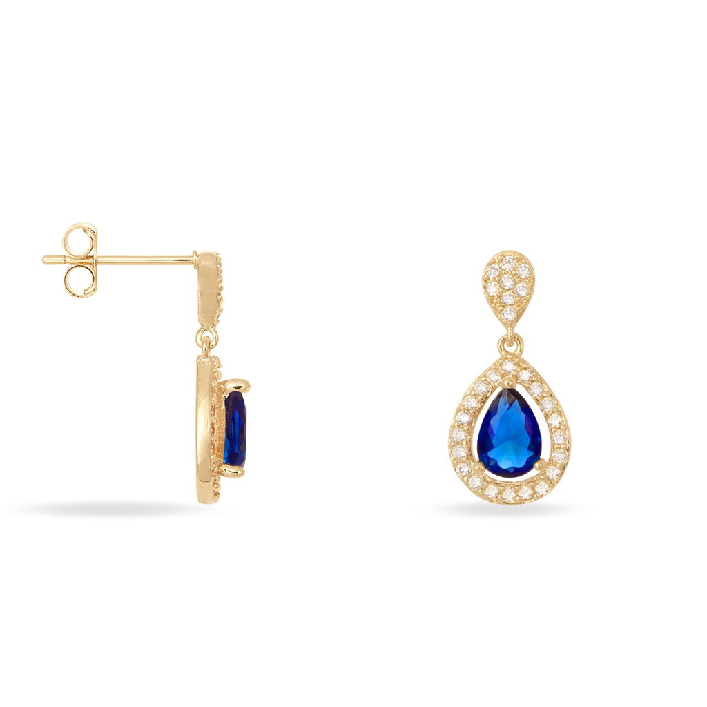 Boucles D'oreilles Pendantes Brigita Plaqué Or Pierre De Synthese