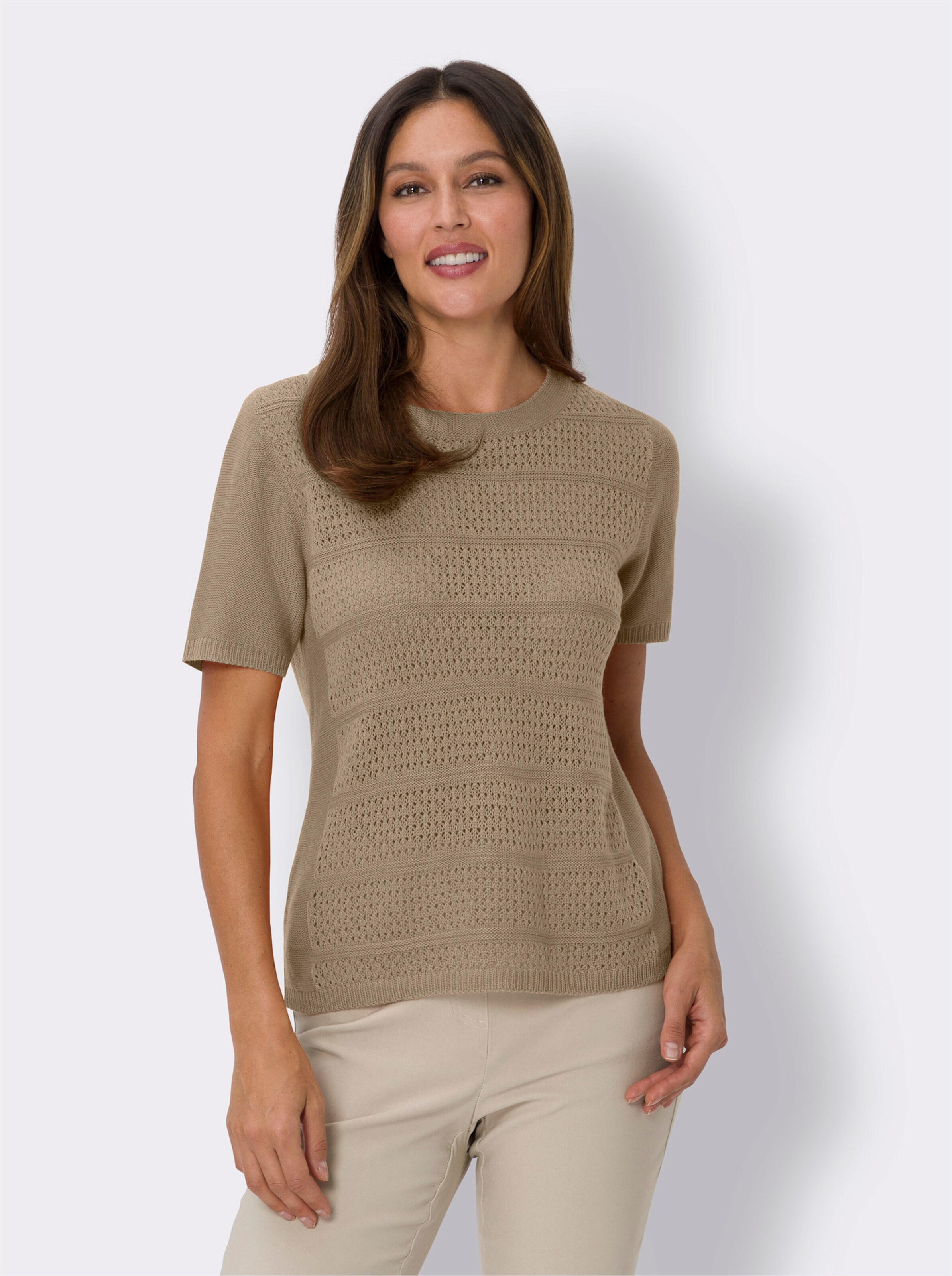 Kurzarmpullover mit Ajour-Muster