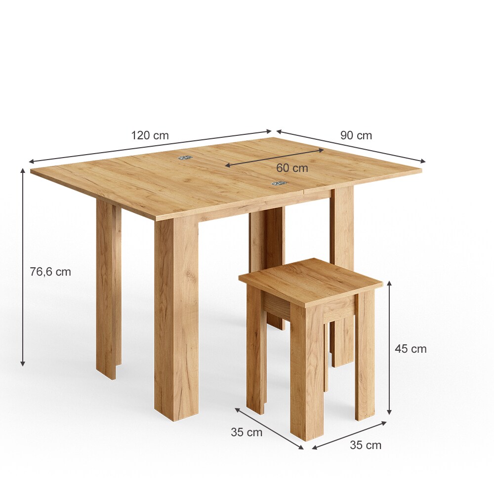Vicco Eckbankgruppe Küchentisch Roman eiche Esstisch 120x90cm Hocker Essgruppe Esszimmertisch
