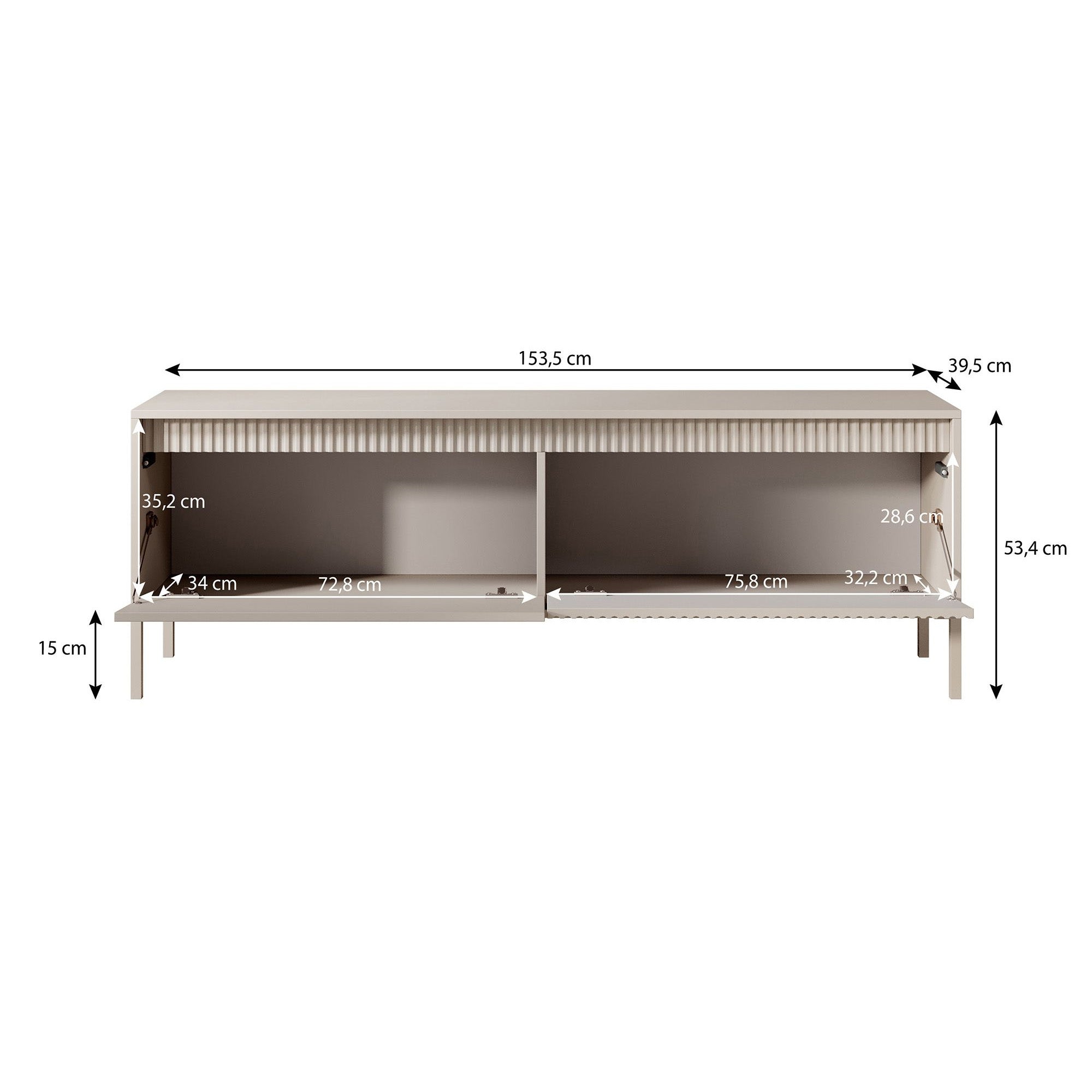 Meubella - TV-Meubel Saran - Mat zwart - 153 cm