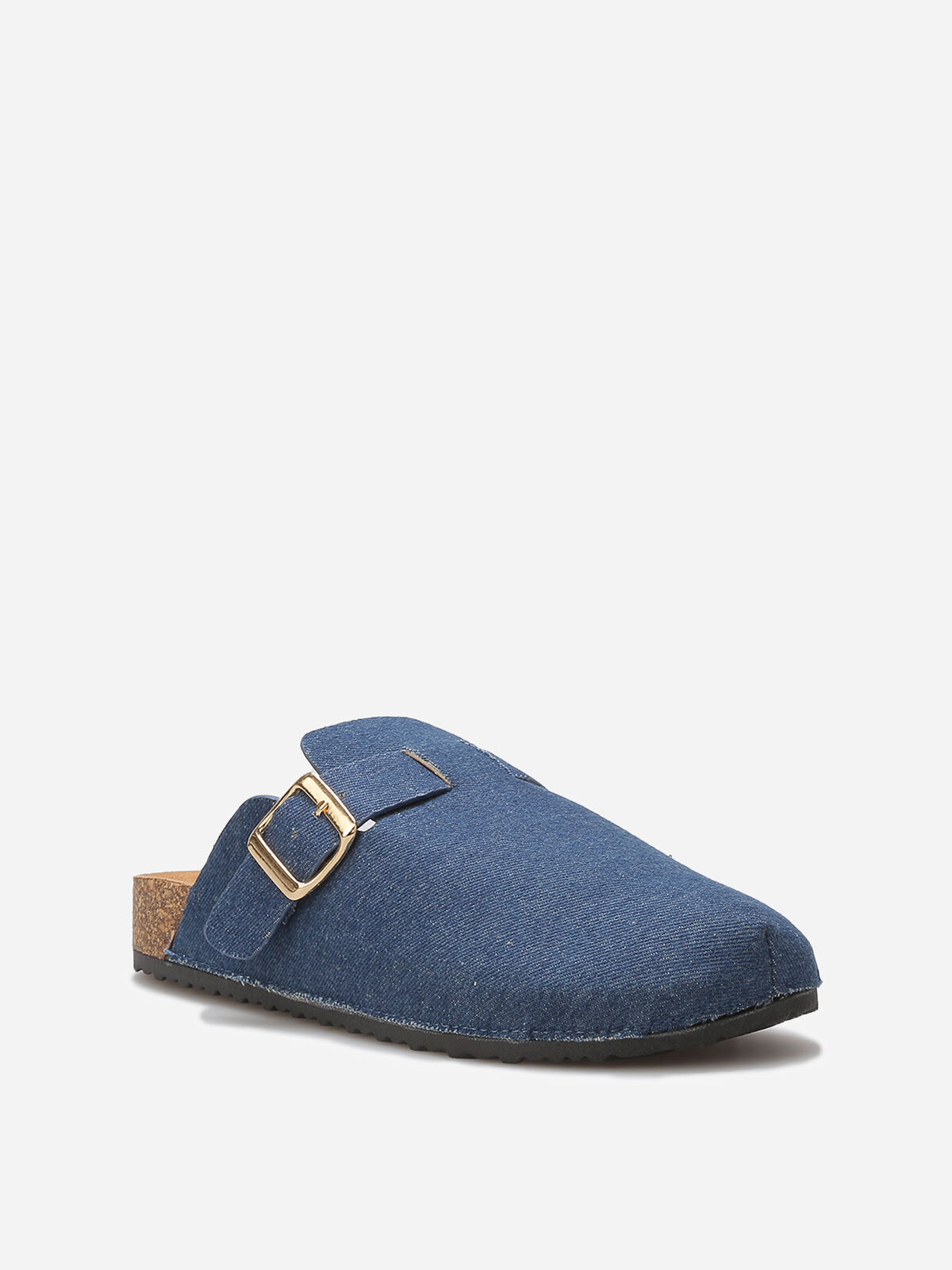 Mules en denim avec bride- Bleu marine