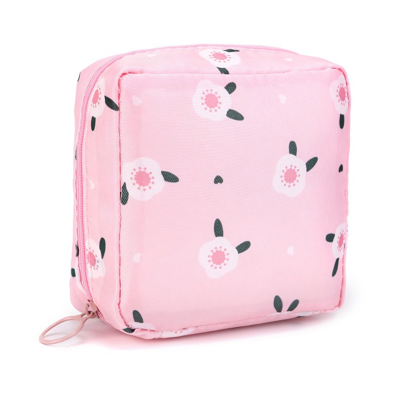 (13x13cm) Hygieneartikel Organizer Aufbewahrungs Necessaire für Binden / Slipeinlagen / Tampons - Rosa