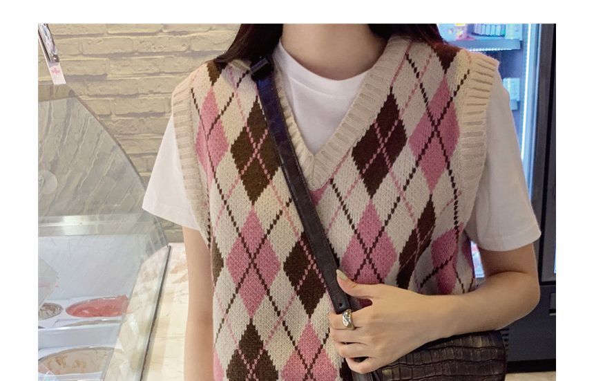 Amyway - V-hals Argyle Trui Vest