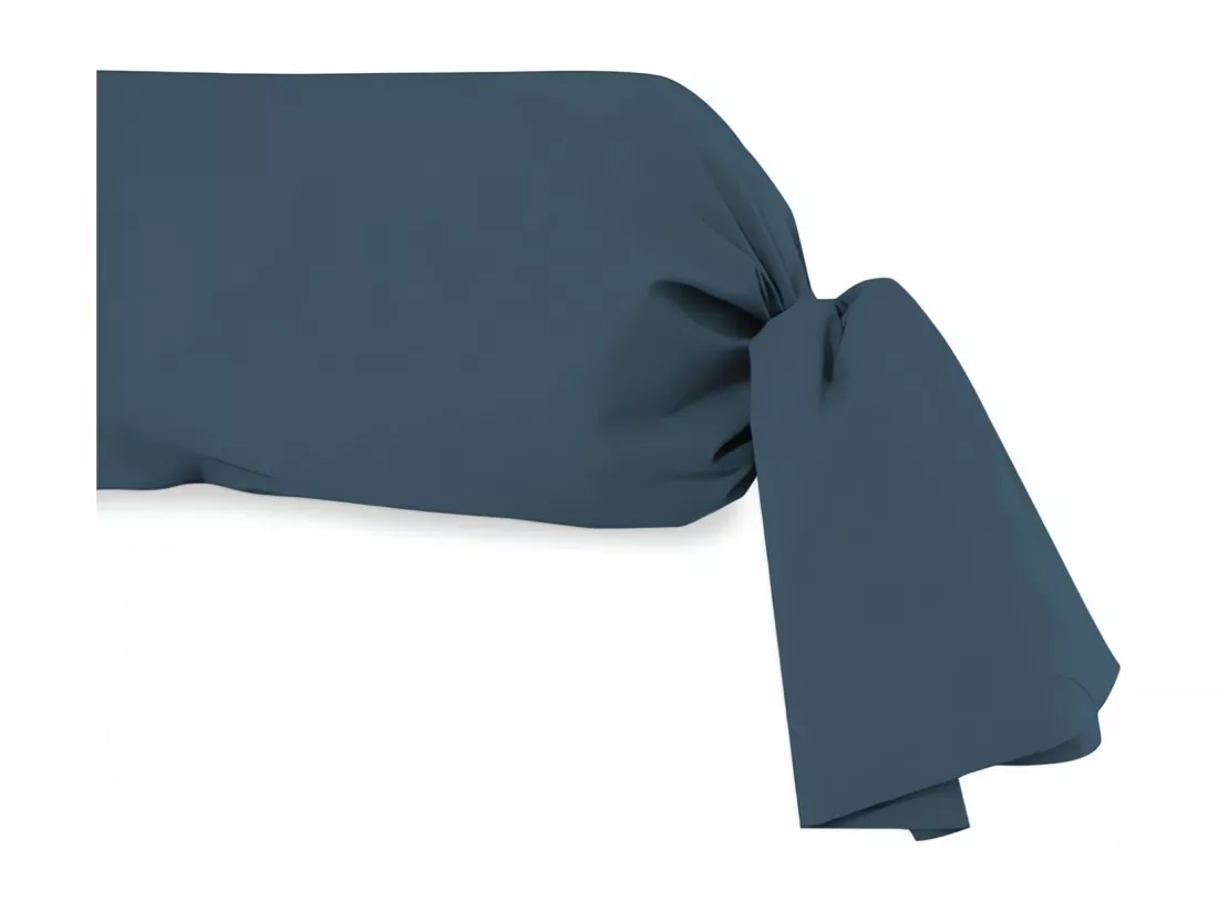 Taie de traversin en coton 57 fils 45x135 cm UNI bleu canard, par Soleil d'ocre