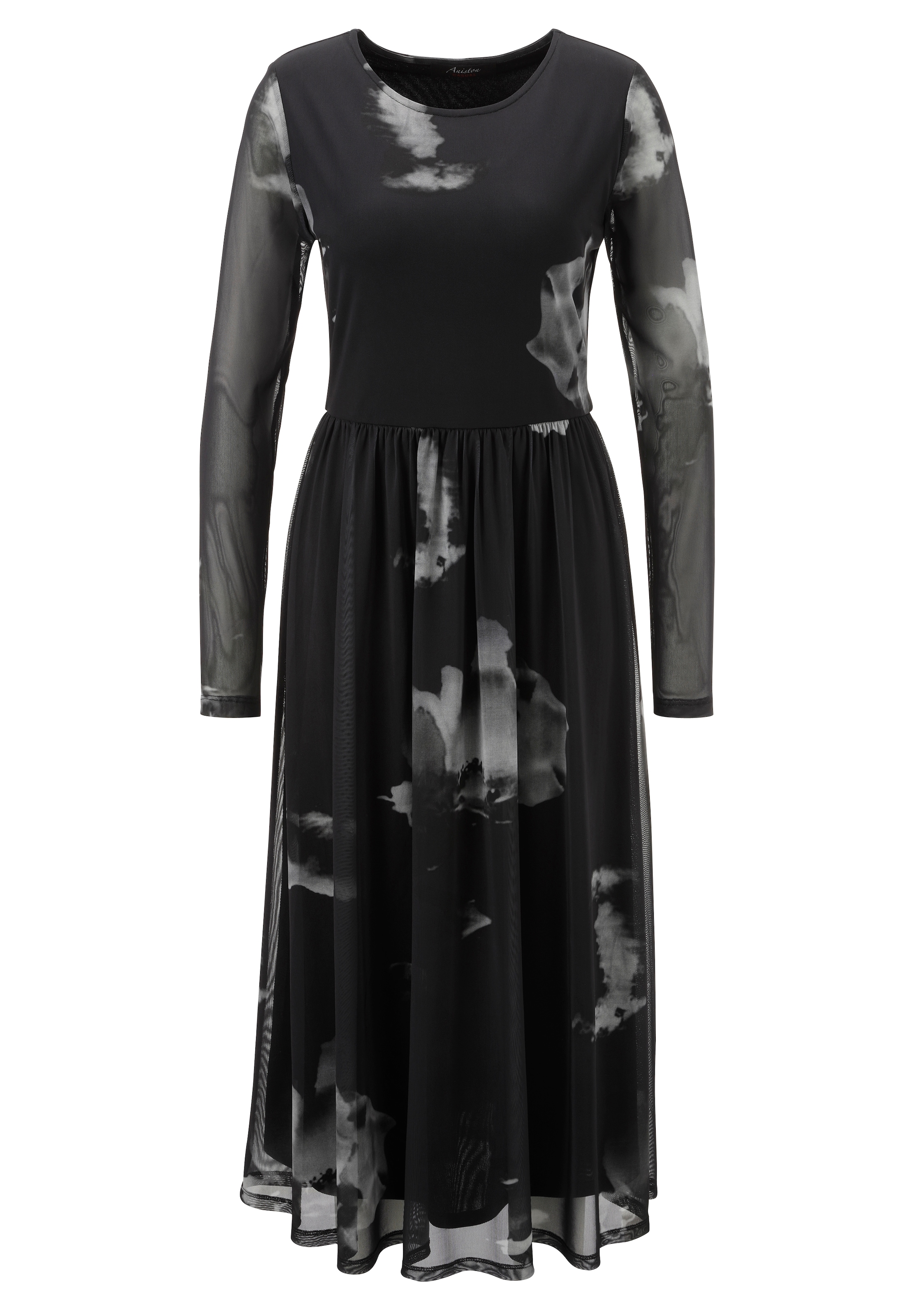 Aniston CASUAL Midikleid mit grossflächigen Batik-Blüten bedruckt - NEUE KOLLEKTION